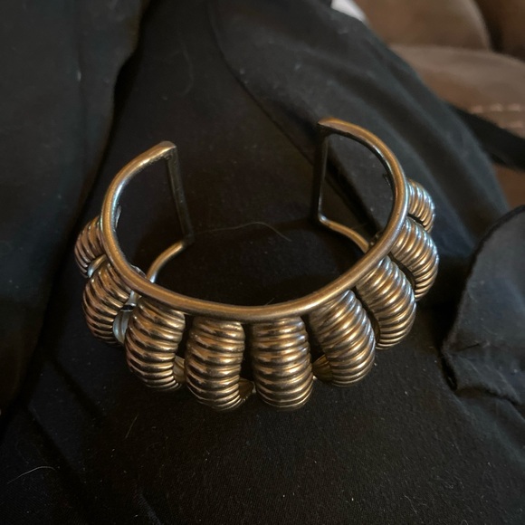 Gold Ribbed Cuff Bracelet - Picture 3 of 6